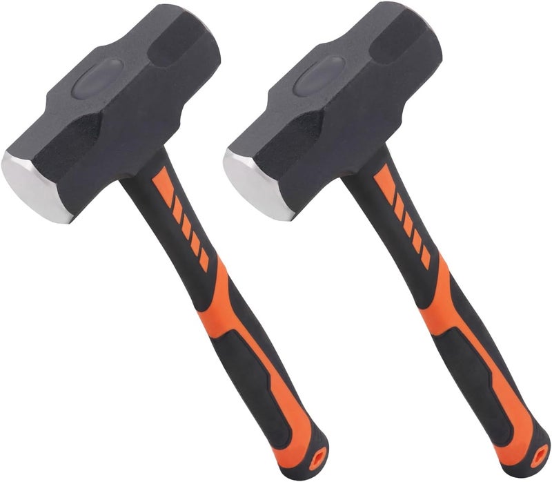 GENHAKON 2 Packs 4lb Sledgehammer with 13 Inch long Fiberglass Handle, Drilling/Crack Hammer, No-Slip Rubber Grip, and Forged Steel Construction,(4-Pound Sledge), by - Image 1